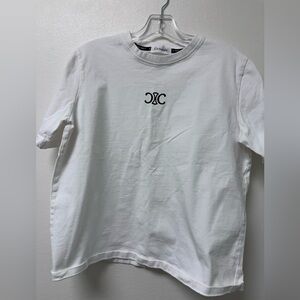 La Mode Classic White Logo Crew Neck T-Shirt. Festival Staple 100% Cotton Large